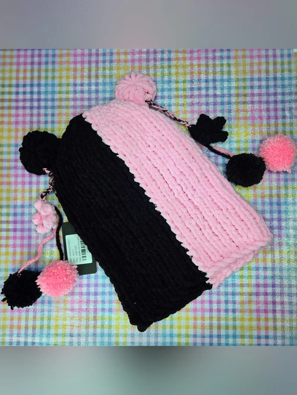 Animal ear knit balaclava pink & black current mood dolls kill